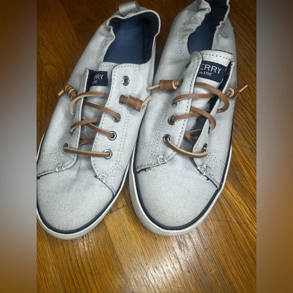 Sperry Crest Vibe Slip-On Sneakers Women’s 8.5 | Gray Canvas Boat Shoes |